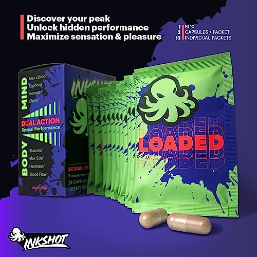 INKSHOT Loaded - Sexual Peak Performance Enhancer 2-in-1 Mind & Body Experience for Maximum Bedroom Fun. Potent Enhancement Supplement Pills for Men and Women (24 Capsule) 12 Servings